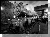 Pociąg Hogwart Express, Lokomotywa, Stacja, Czarno-białe