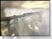 Most, Pociąg, Rzeka, Mgła